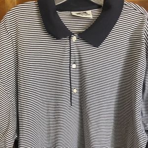 EUC! Slazenger Golf Polo Size XL Dark Blue White Stripes Casual Work Golf Travel